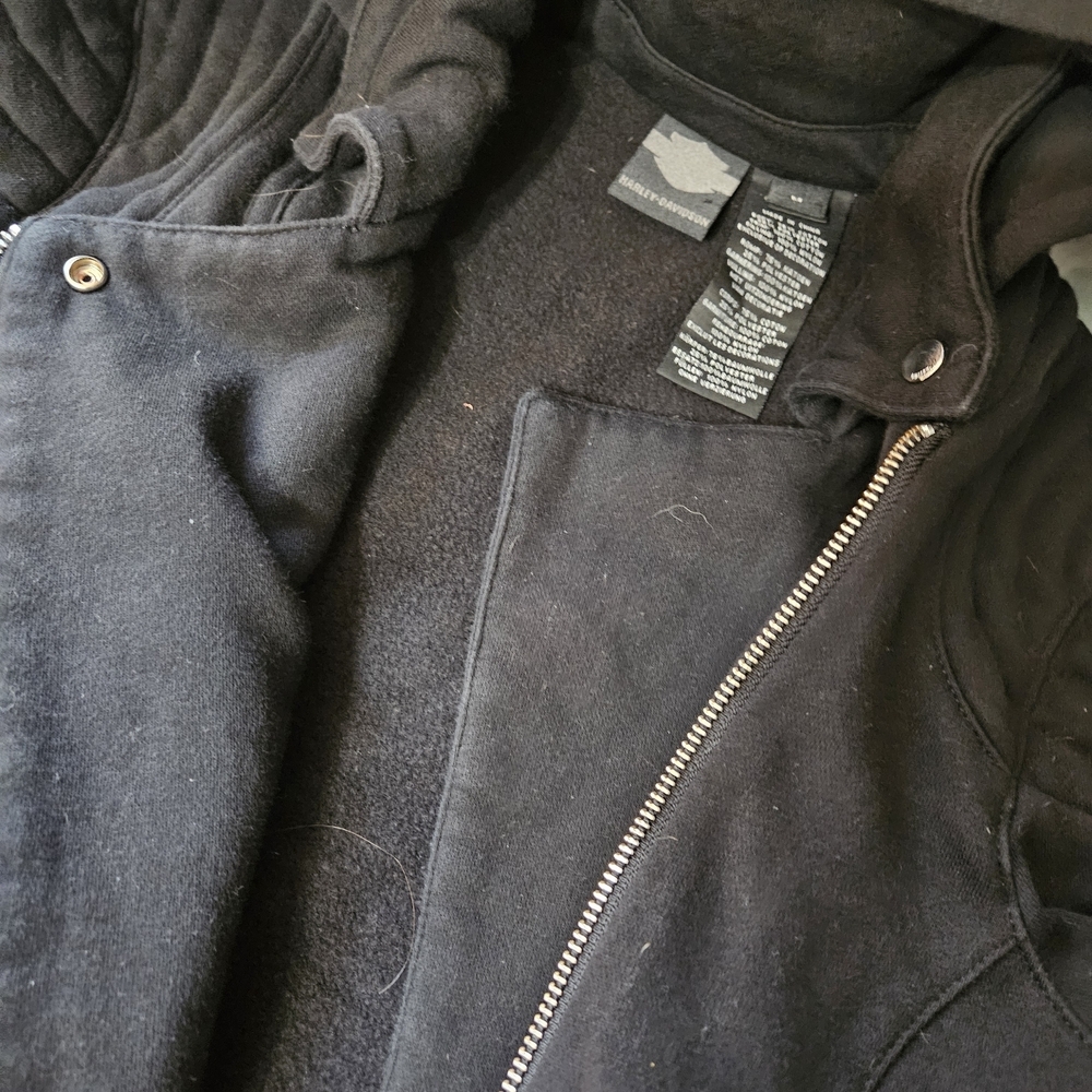 Harley-Davidson Vintage 1990s Biker Zip Cotton Black Jacket Medium EUC - Picture 6 of 16